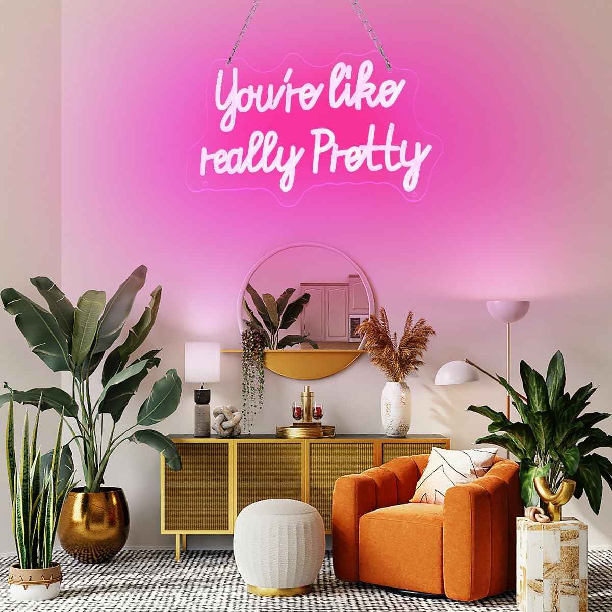 You like really pretty LED Neon Sign – Single Phrase Pink Neon for Clean Modern Walls, 15 x 9 Inch Slim Design