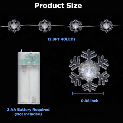 BlcTec LED Snowflake Fairy Lights – Aesthetic Bedroom Wall Light 12.8FT Copper Wire Battery Operated