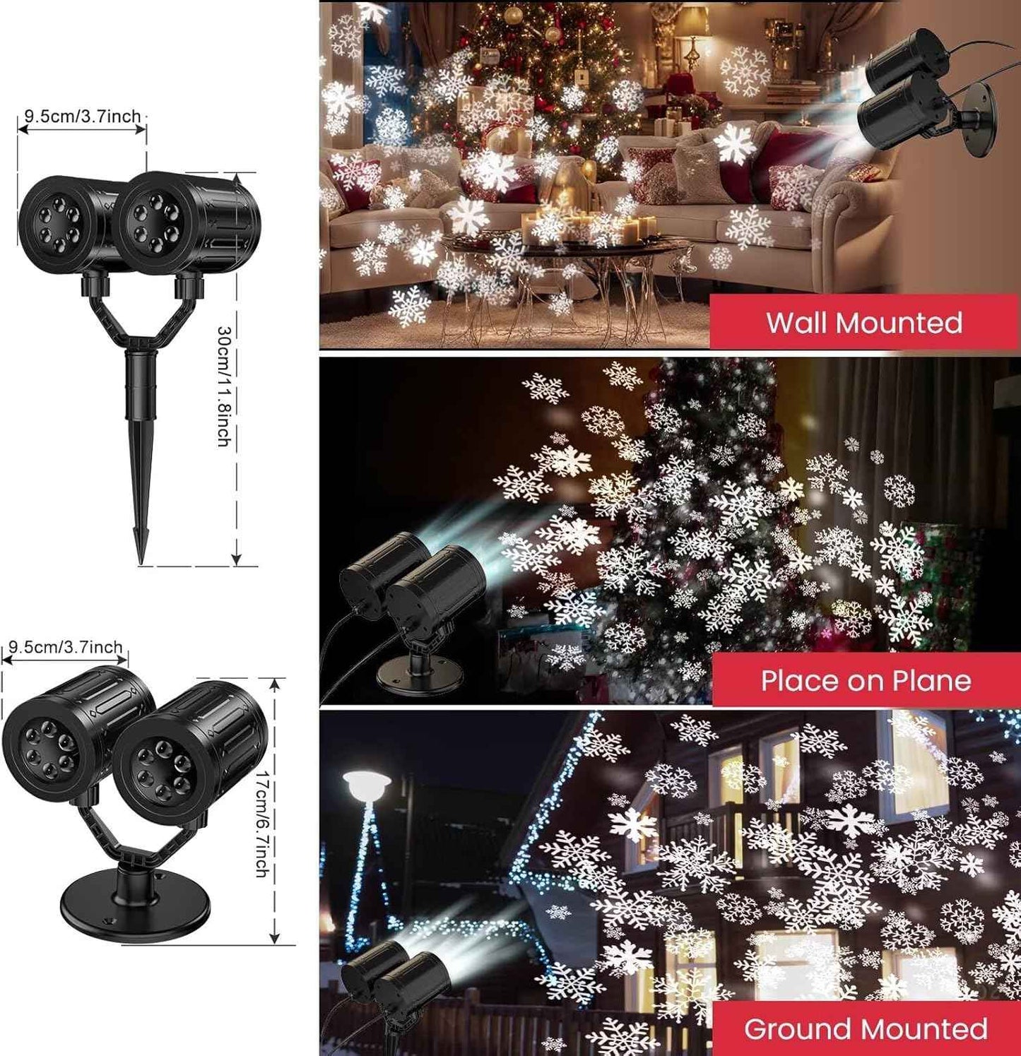 LUMINOUS Winters Night Snowflake Projector – Bedroom Ambient Light, Cozy Winter Aesthetic Accent