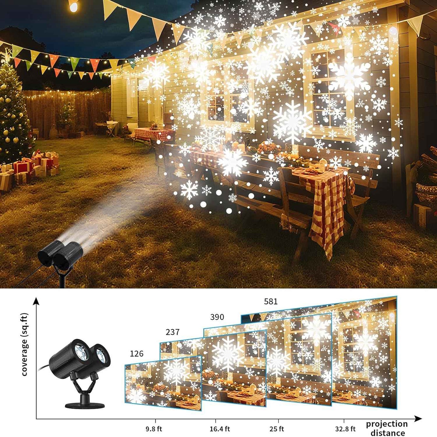 Lumora Glow Dual-Head Snowfall Lamp – Holiday Gift for Mom Who Loves Easy Festive Decorating
