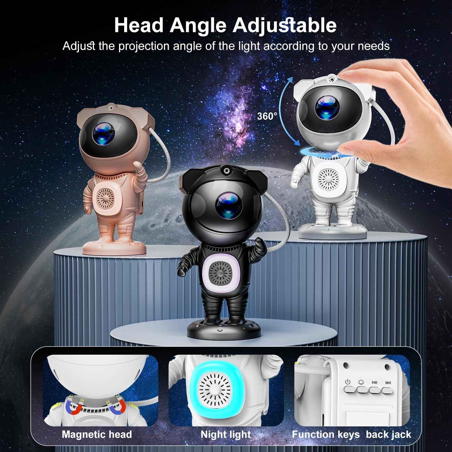 Galaxy Projector Astronaut Night Light – Unique Birthday Gift for Her, Bluetooth Star Projector for Bedroom