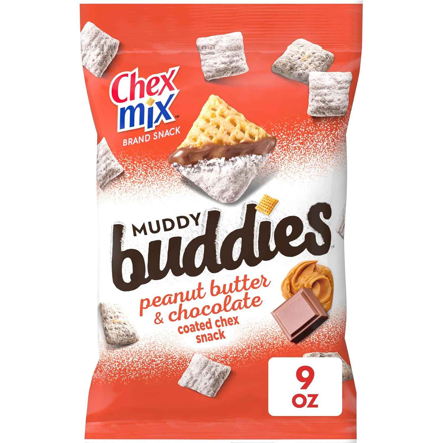 Chex Mix Muddy Buddies Peanut Butter and Chocolate Snack Mix – Travel-Ready Snack for Camping, Picnics, and Car Rides