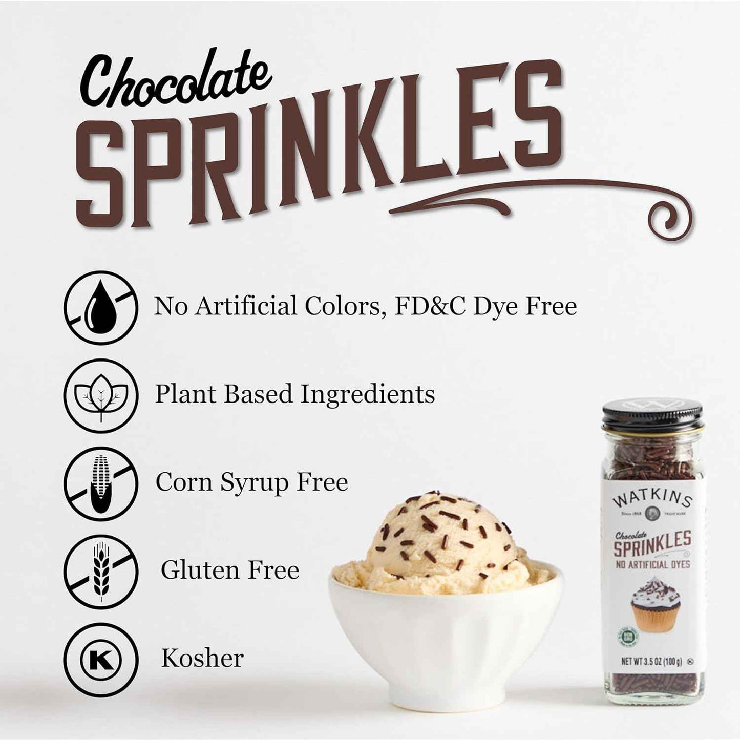 Watkins Chocolate Decorating Sprinkles – Simple Clean Ingredient Topping for Home Bakers