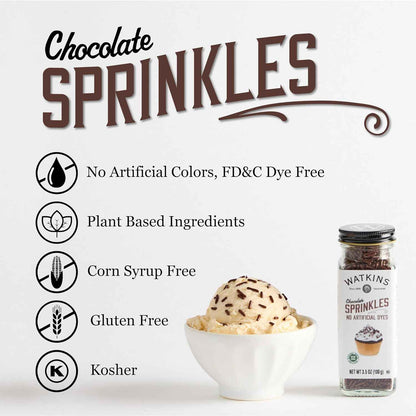 Watkins Chocolate Decorating Sprinkles – Simple Clean Ingredient Topping for Home Bakers