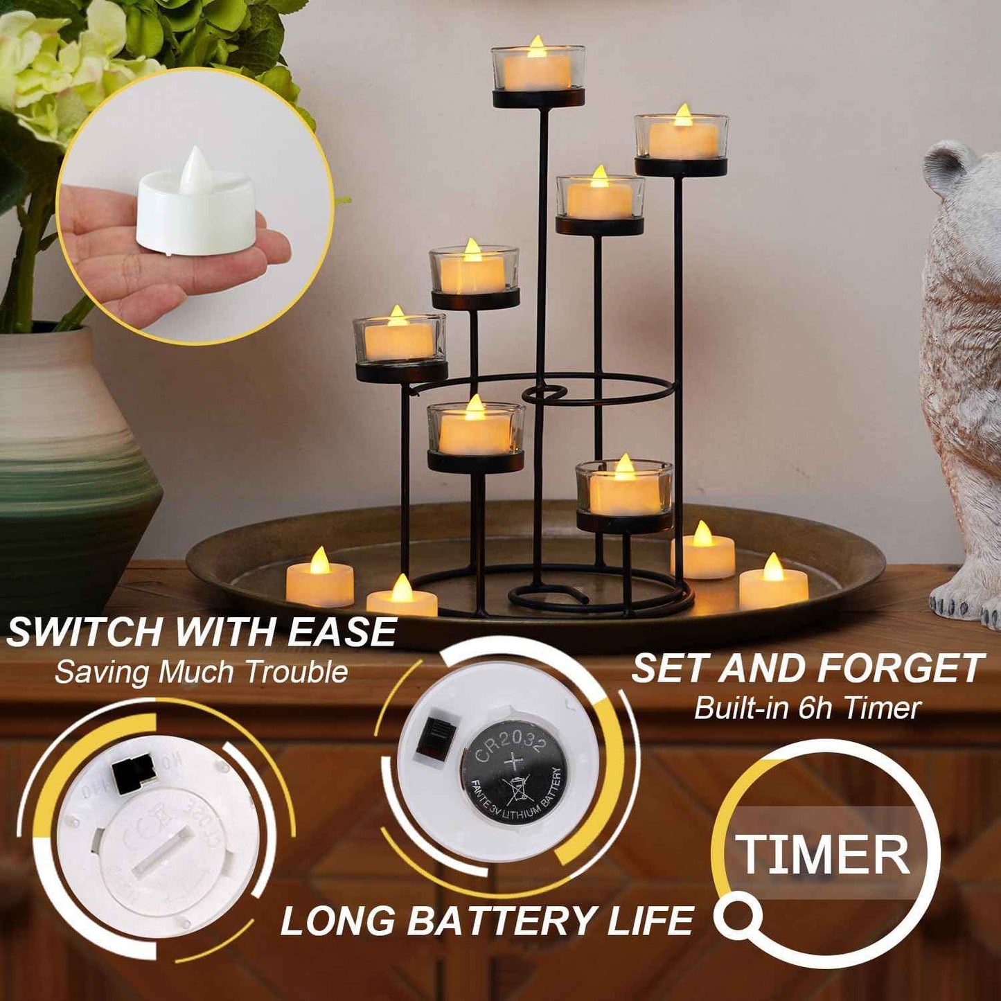 BEICHI Battery Operated LED Tea Lights – Smoke-Free Faux Votive Candles for Sleep-Friendly Bedroom and Living Room Ambiance, 12 Pack