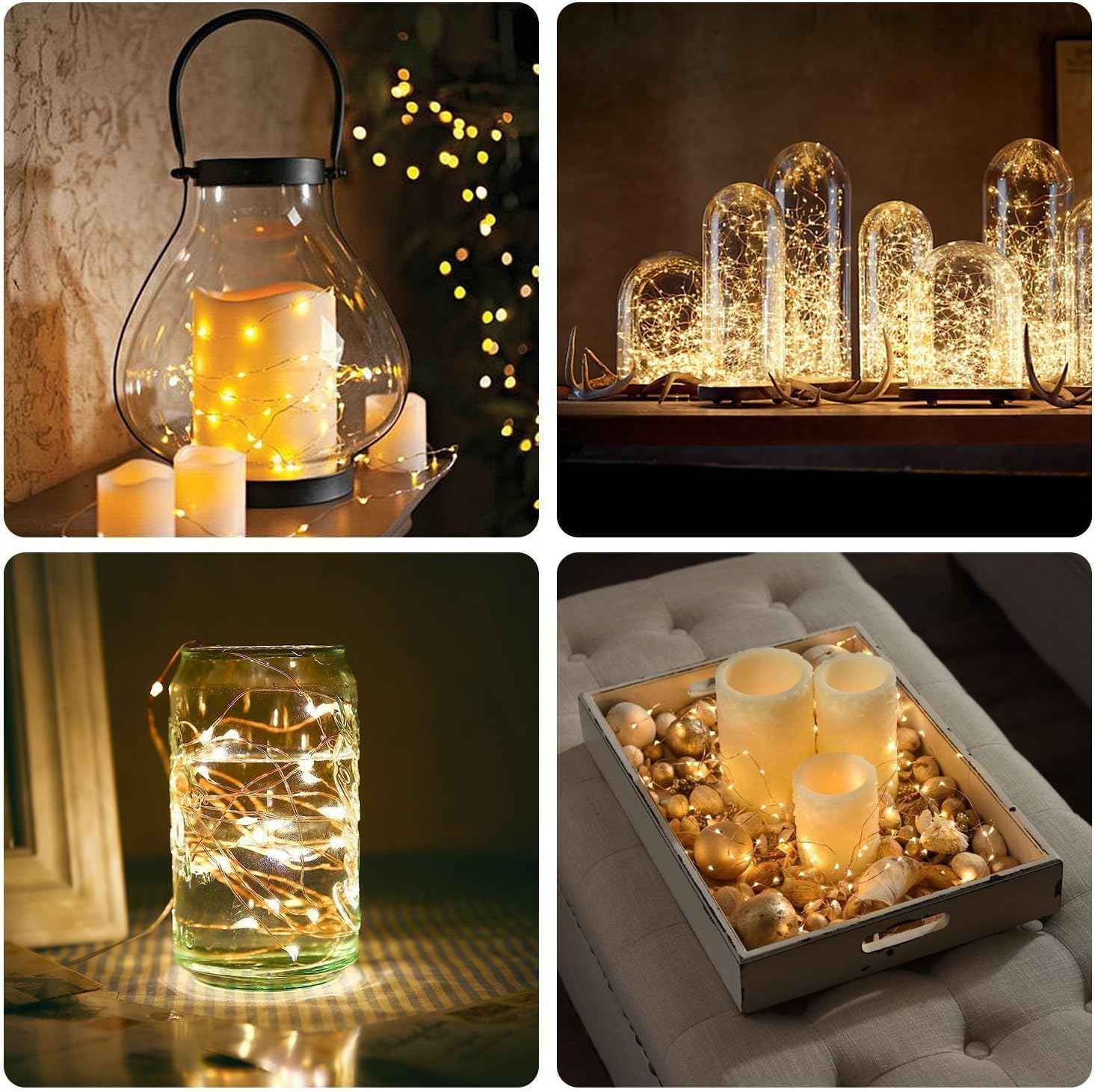 Aurora Glow Battery Fairy Lights – Cozy Bedroom Decor with Flexible Silver Wire Micro LEDs, 6-Pack