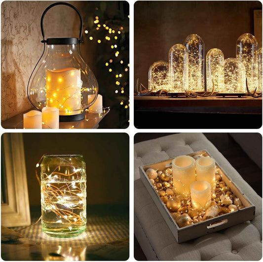 Aurora Glow Battery Fairy Lights – Cozy Bedroom Decor with Flexible Silver Wire Micro LEDs, 6-Pack