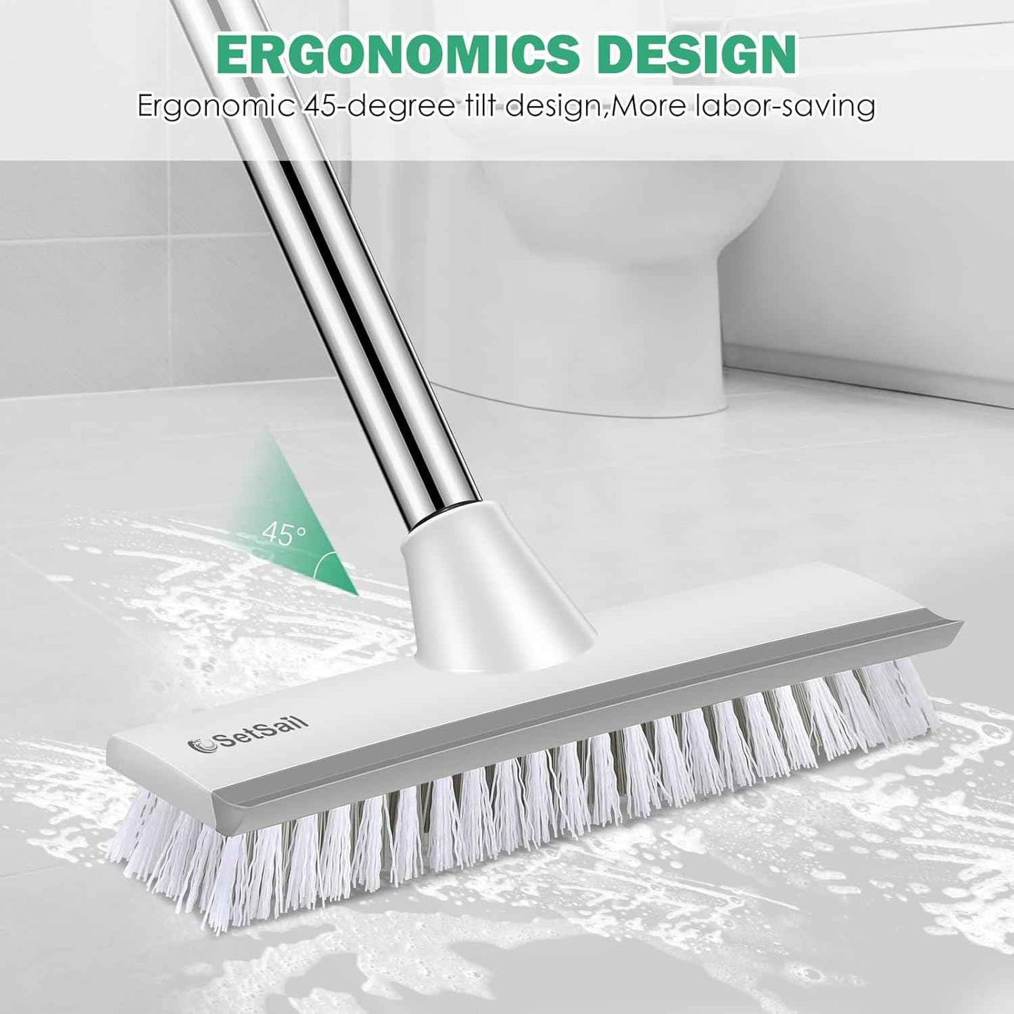 SetSail 51 Inch Long Handle Deck Brush – Heavy Duty Patio and Balcony Scrubber with Stiff Bristles for Outdoor Surface Cleaning