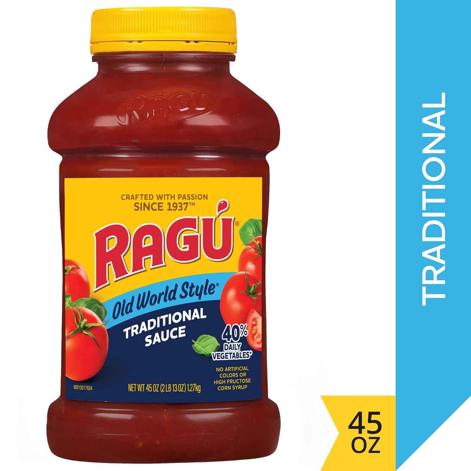 Ragu Old World Style Traditional Sauce, Made with Olive Oil, Wholesome Italian Sauce for Mindful Family Meals, 45 oz