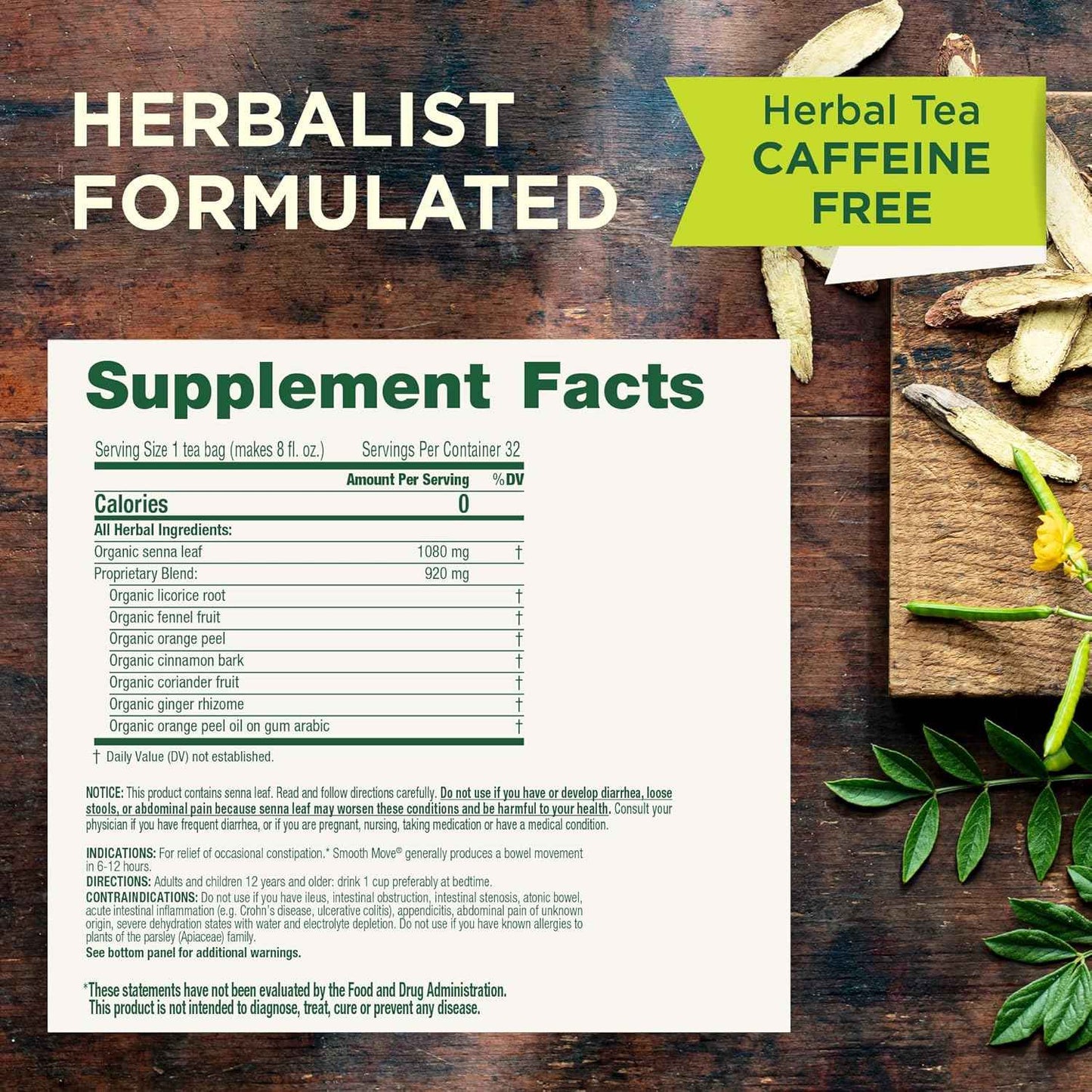 Traditional Medicinals Smooth Move – Cramp-Reduced, Caffeine-Free Laxative Tea Without Harsh Stimulants