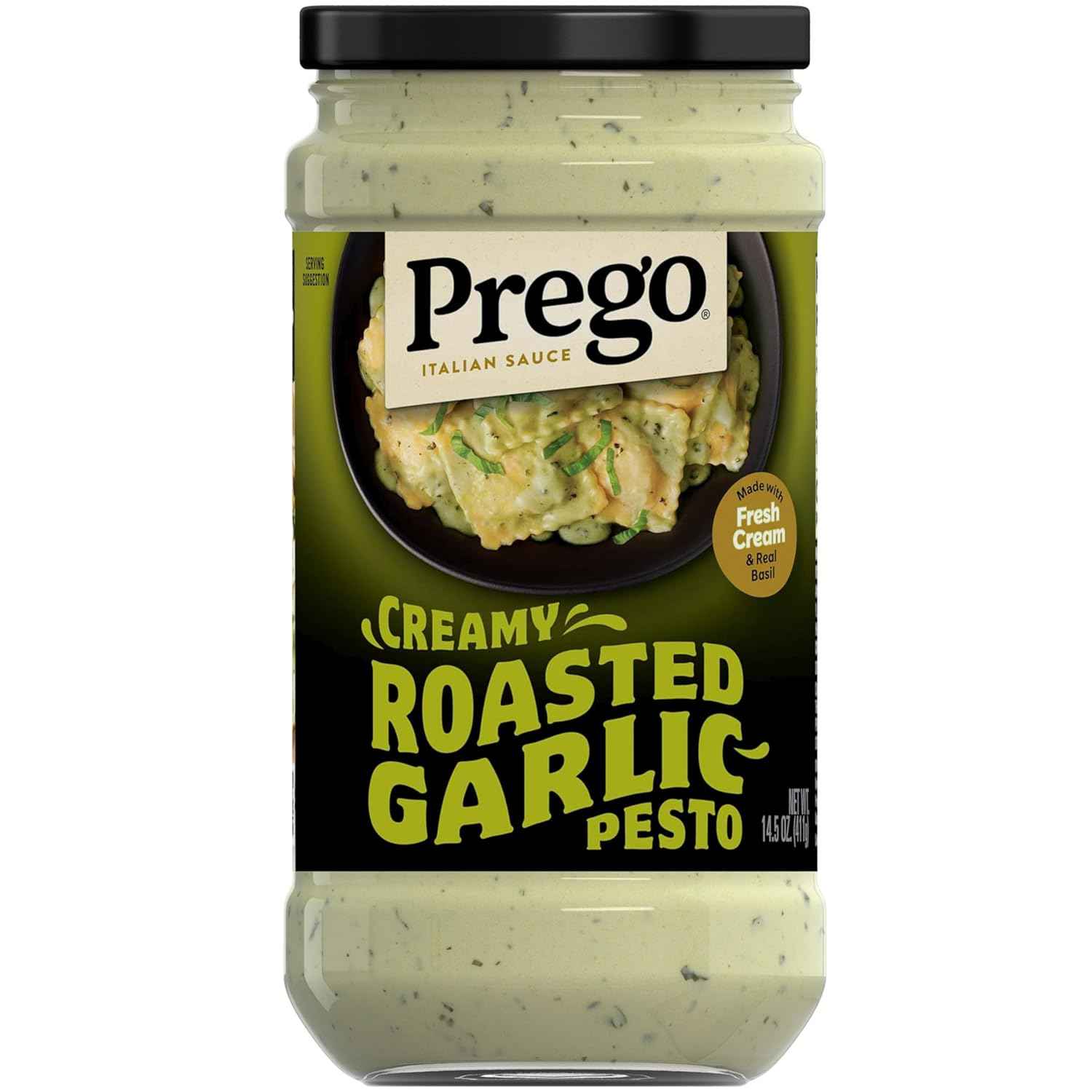 Prego Creamy Roasted Garlic Pesto – No Added Sugar Pasta Sauce for Health-Conscious Home Cooks, Pantry Staple