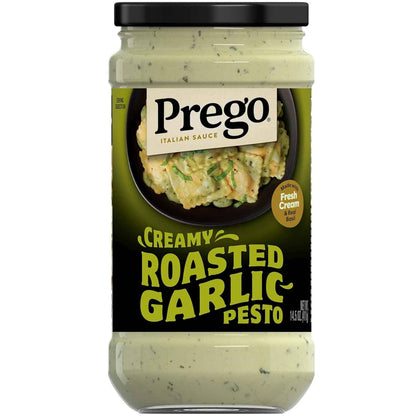Prego Creamy Roasted Garlic Pesto – No Added Sugar Pasta Sauce for Health-Conscious Home Cooks, Pantry Staple