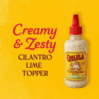 Cholula Cremosa Cilantro Lime – Picnic & BBQ Drizzle for Grilled Fish Tacos, Veggie Skewers & Burgers, Mild 8 oz