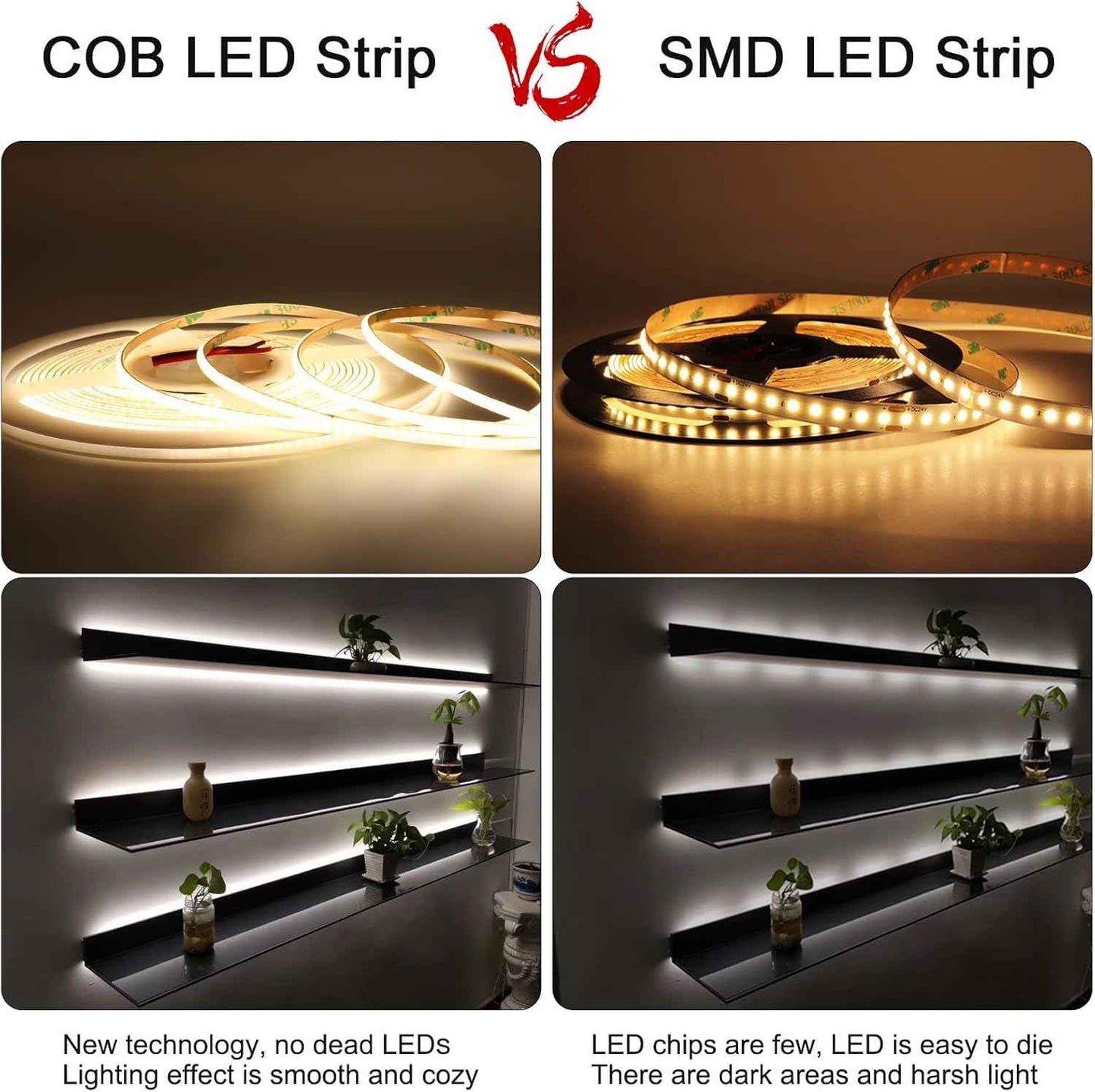 LUMIFLEX Aura COB LED Tape – Cozy Home Accent Lighting for Headboard Alcoves and Mirror Backlighting