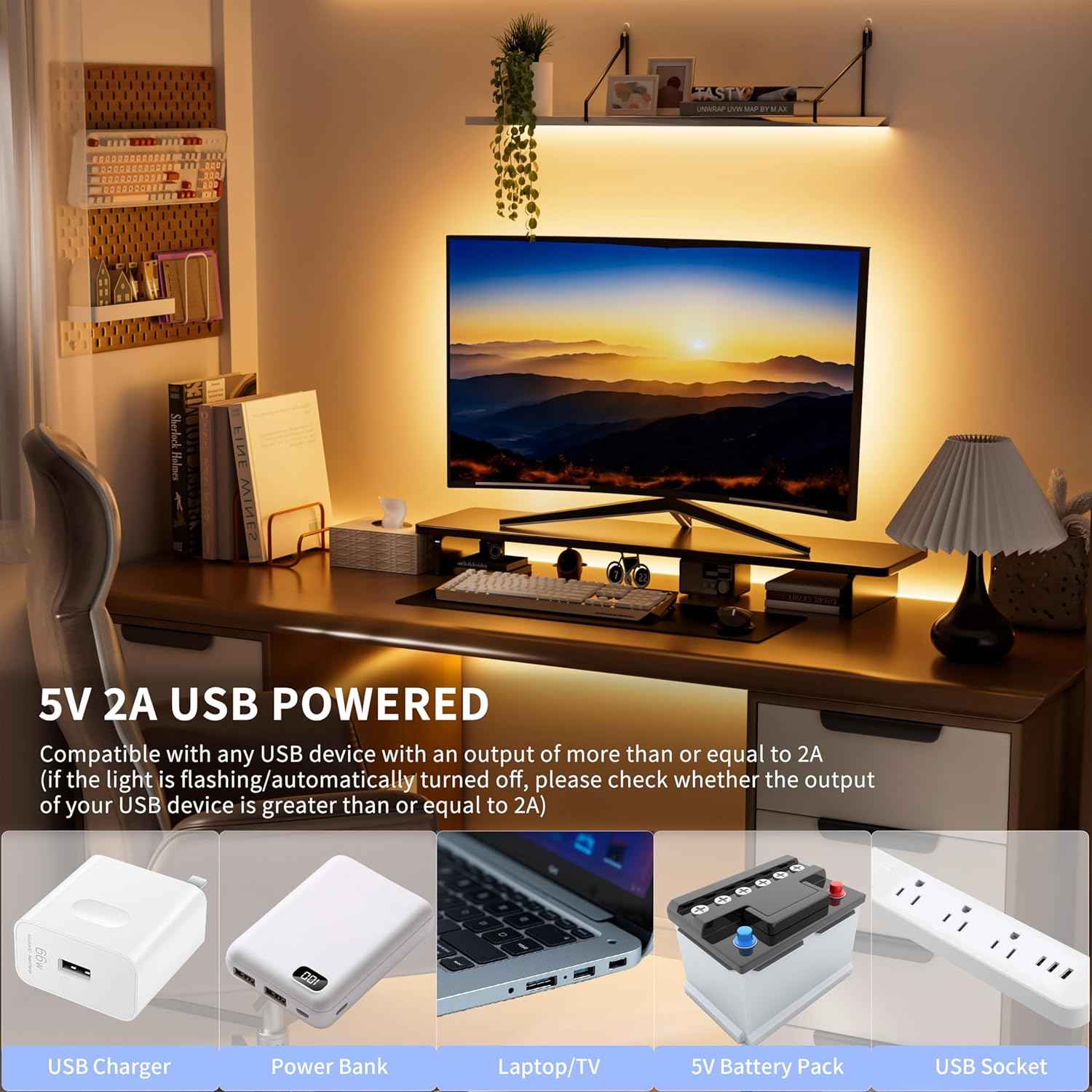 PAUTIX COB LED Strip with Motion Sensor – Clean Tool-Free Under-Cabinet Kitchen Lighting, 5V USB Motion Activated Strip