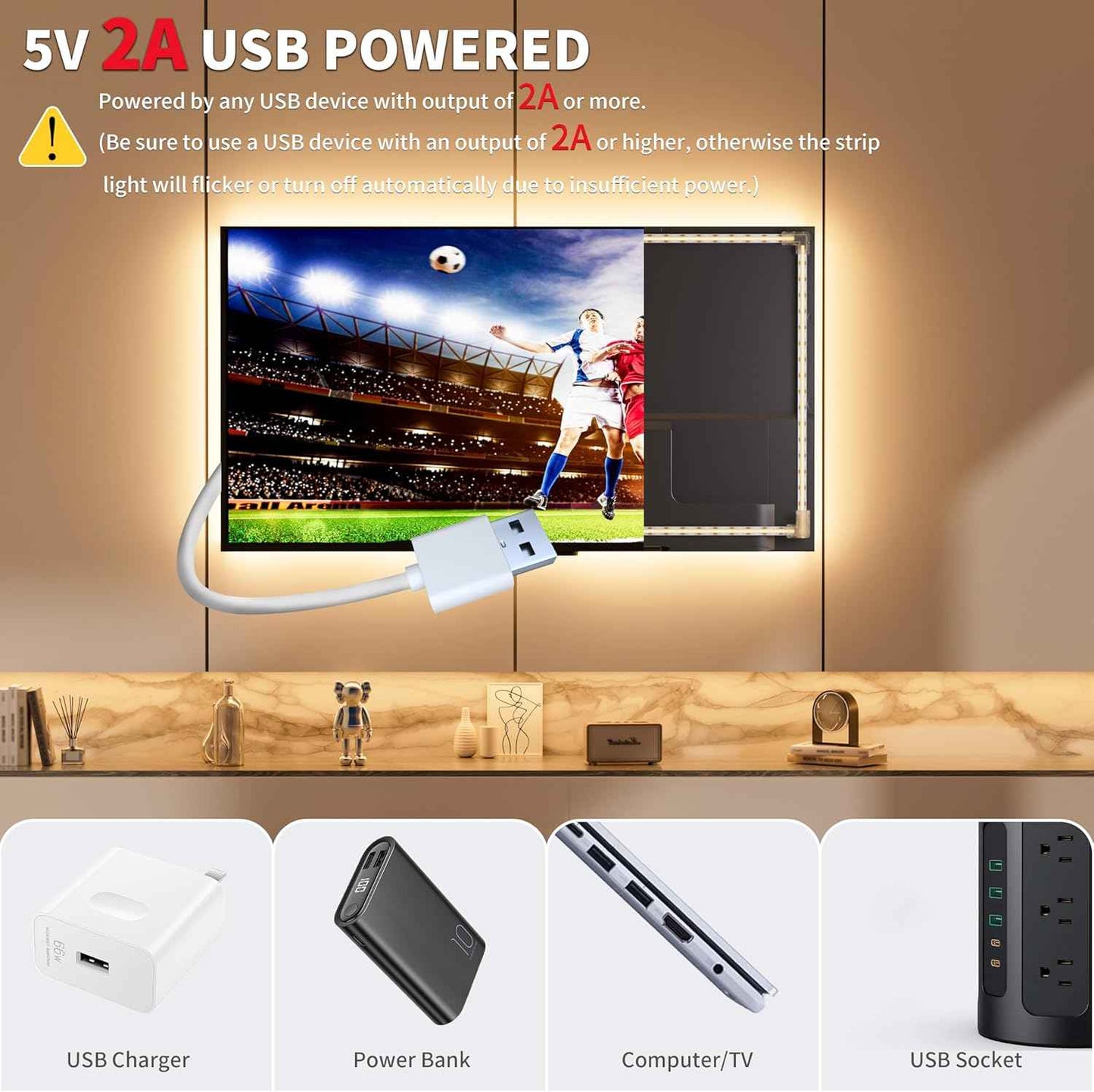 PAUTIX 5V COB LED Strip Light – Tool-Free USB Lighting for Clean, Clutter-Free Walls and Undisturbed Minimalist Interiors