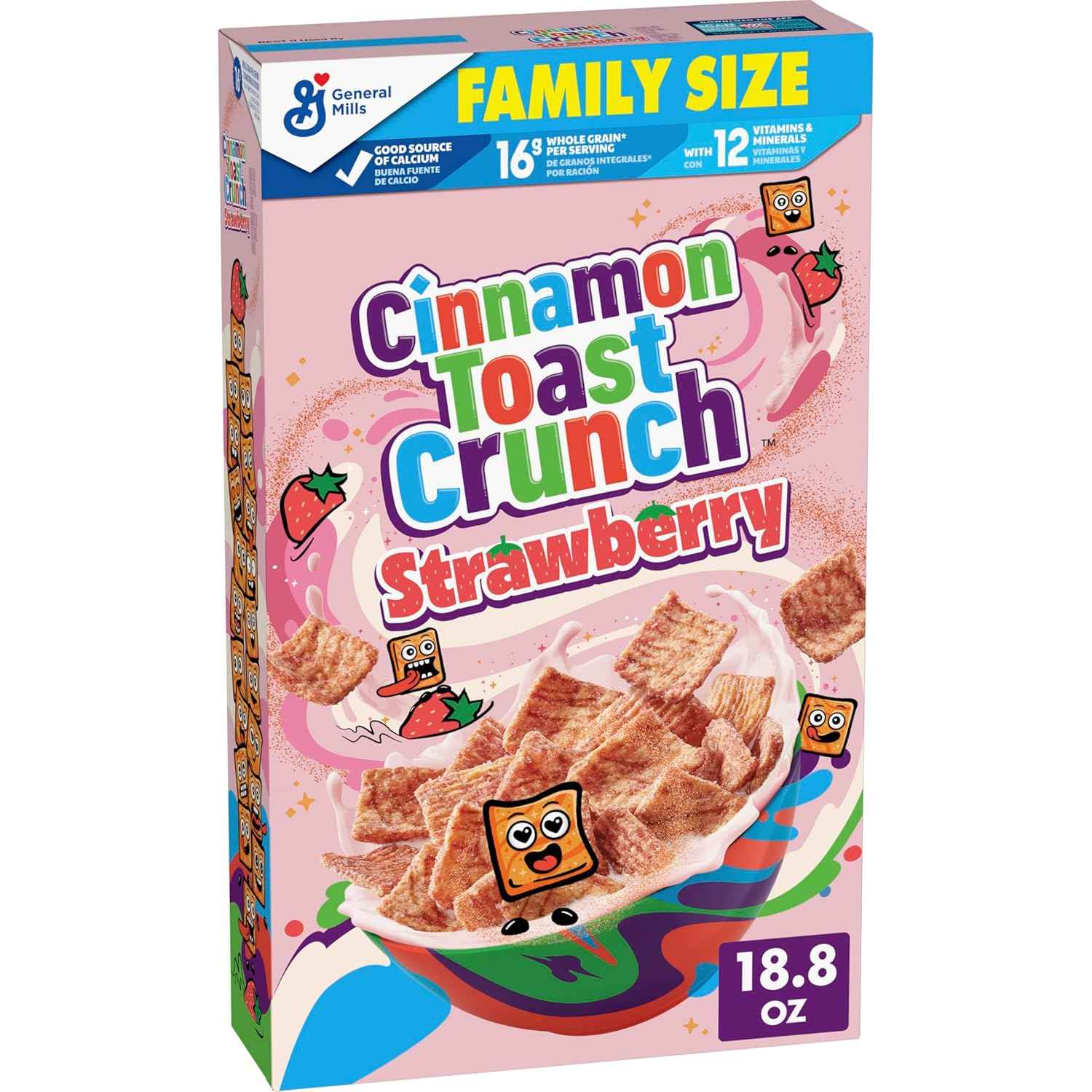 Cinnamon Toast Crunch Crispy Strawberry Cereal for Dorm Room Study Fuel and Late-Night Crunch