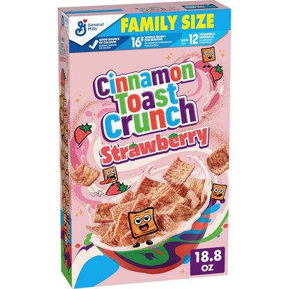 Cinnamon Toast Crunch Crispy Strawberry Cereal for Dorm Room Study Fuel and Late-Night Crunch