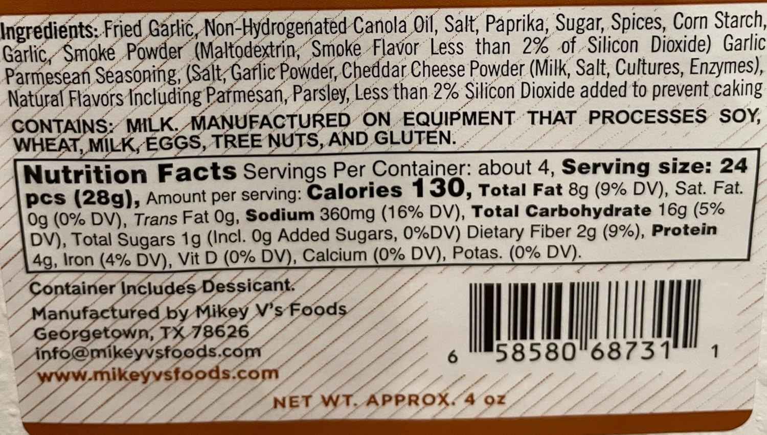 Mikey V's Gator Toes Garlic Parmesan Snacks – Mindful Movie Night Snack for Relaxing Evenings, 3.9oz