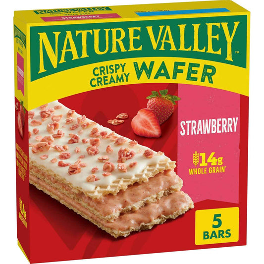 Nature Valley Crispy Creamy Wafer Bars – Strawberry Whole Grain Indulgence for Mindful Snack Breaks at Home, 5 ct