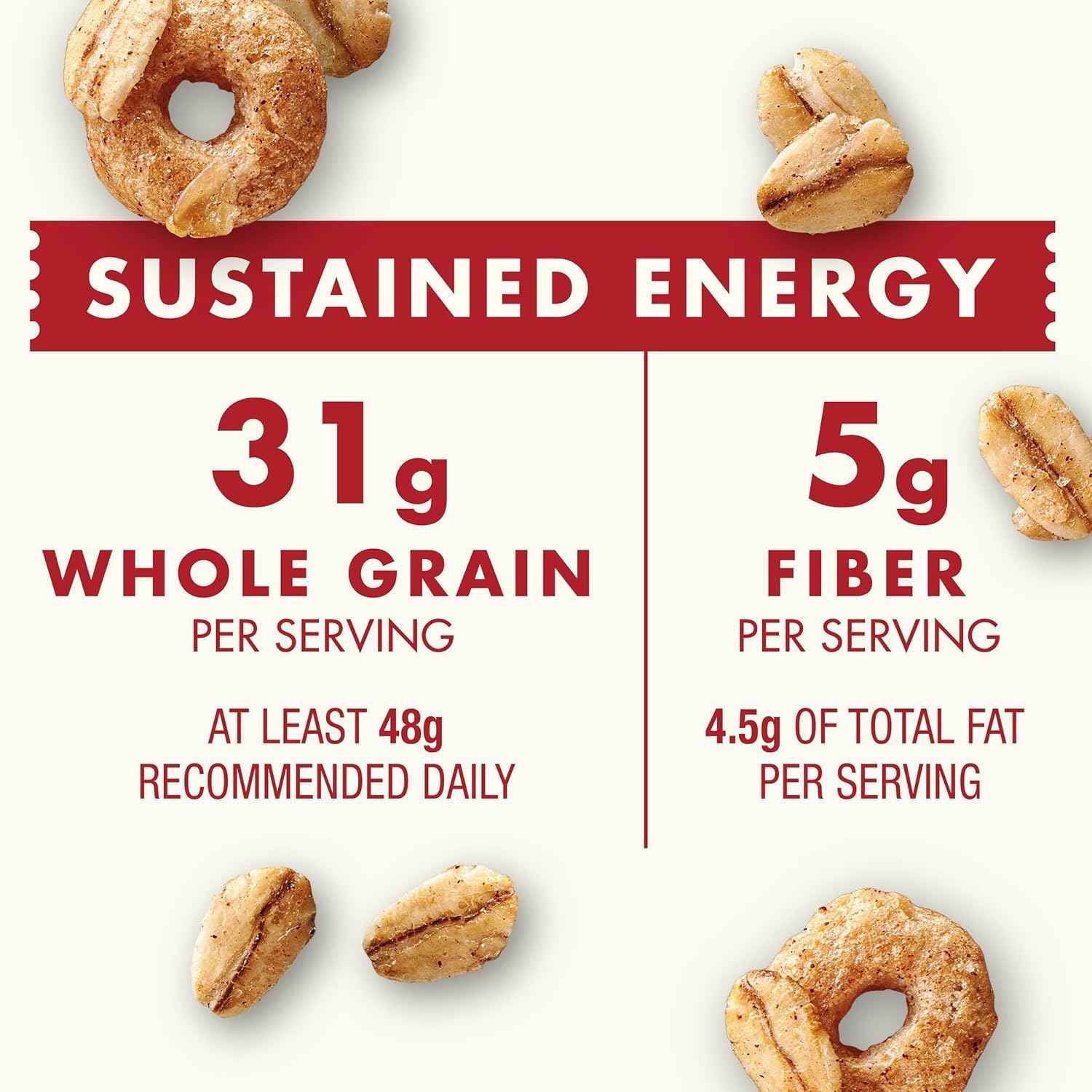 Cascadian Farm Organic Cinnamon Oat Clusters – High-Fiber Breakfast Cereal for Focused Workdays