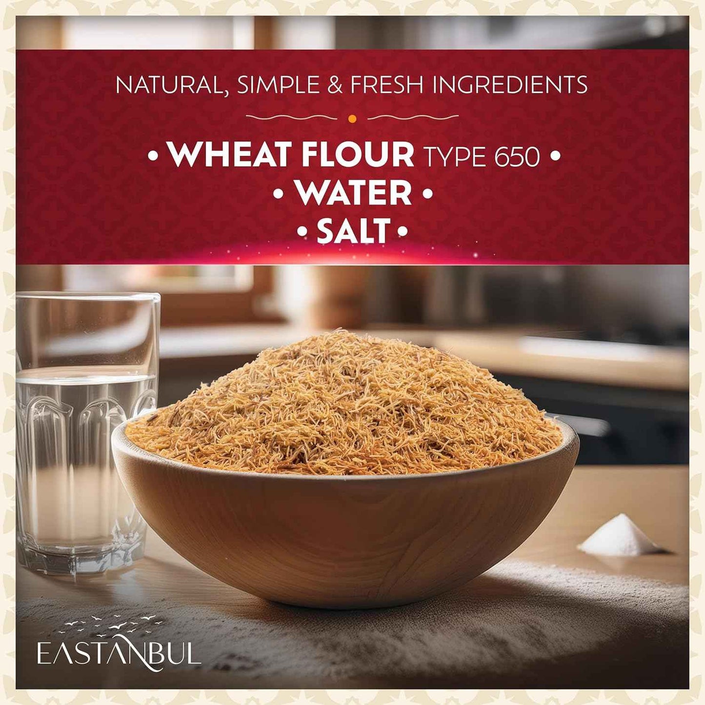 Eastanbul Pre-Baked Kataifi Dough – Simple Three-Ingredient Topping for Clean, Unfussy Dessert Recipes