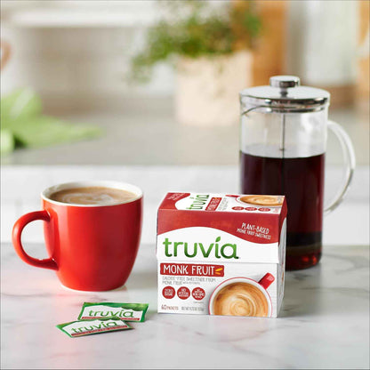 Truvia Calorie-Free Monk Fruit Box – Self-Care Friendly Sweetener for Diabetic Meal Prep and Clean Eating Routines