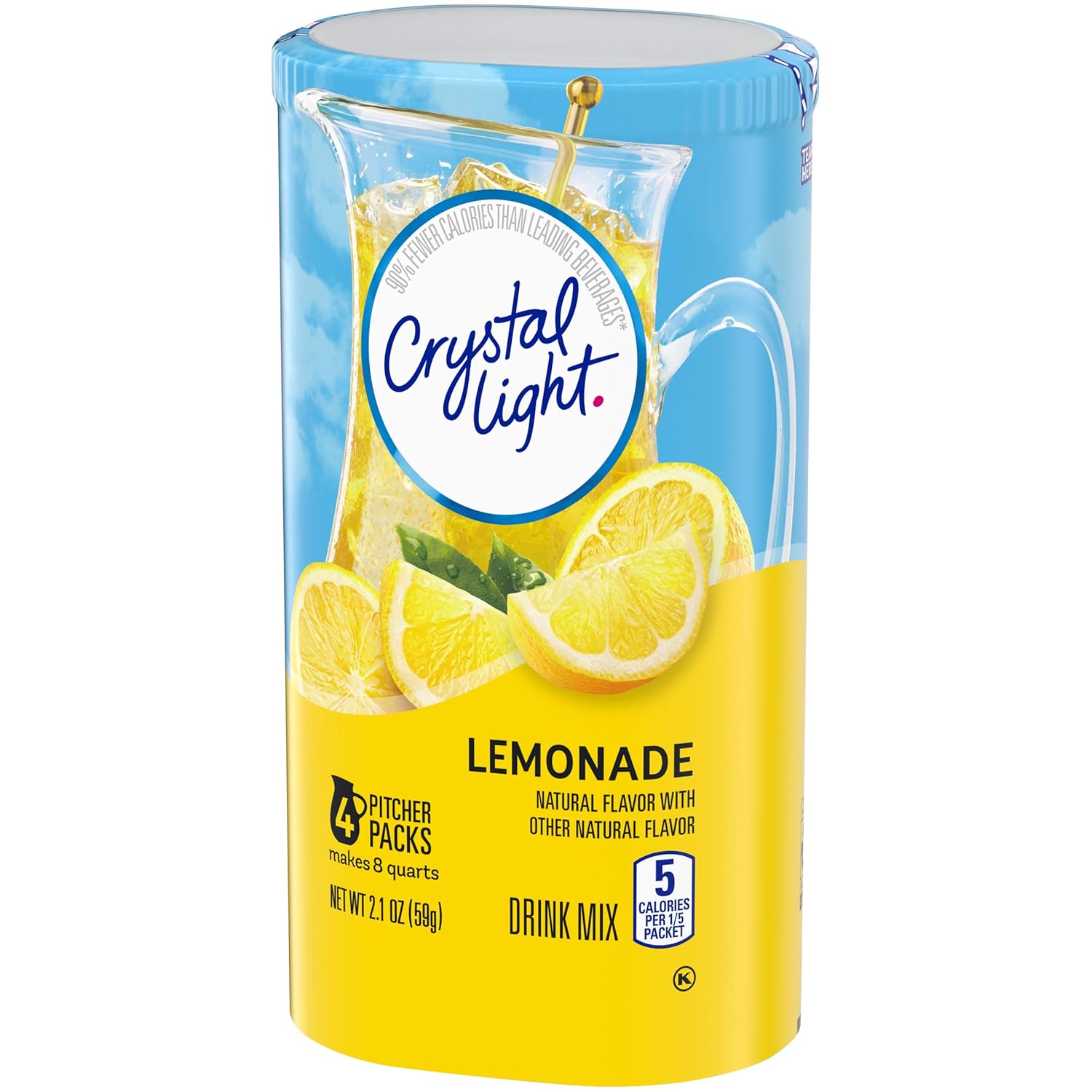 Crystal Light Sugar-Free Lemonade Drink Mix – Quick Lemonade Packets for Home Office Focus and Work-From-Home Desks