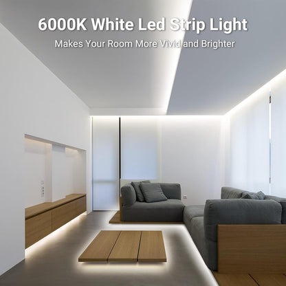 CT CAPETRONIX White LED Strip Light – Clean Modern Under Cabinet Lighting, Tool Free Adhesive Install for Clutter Free Interiors