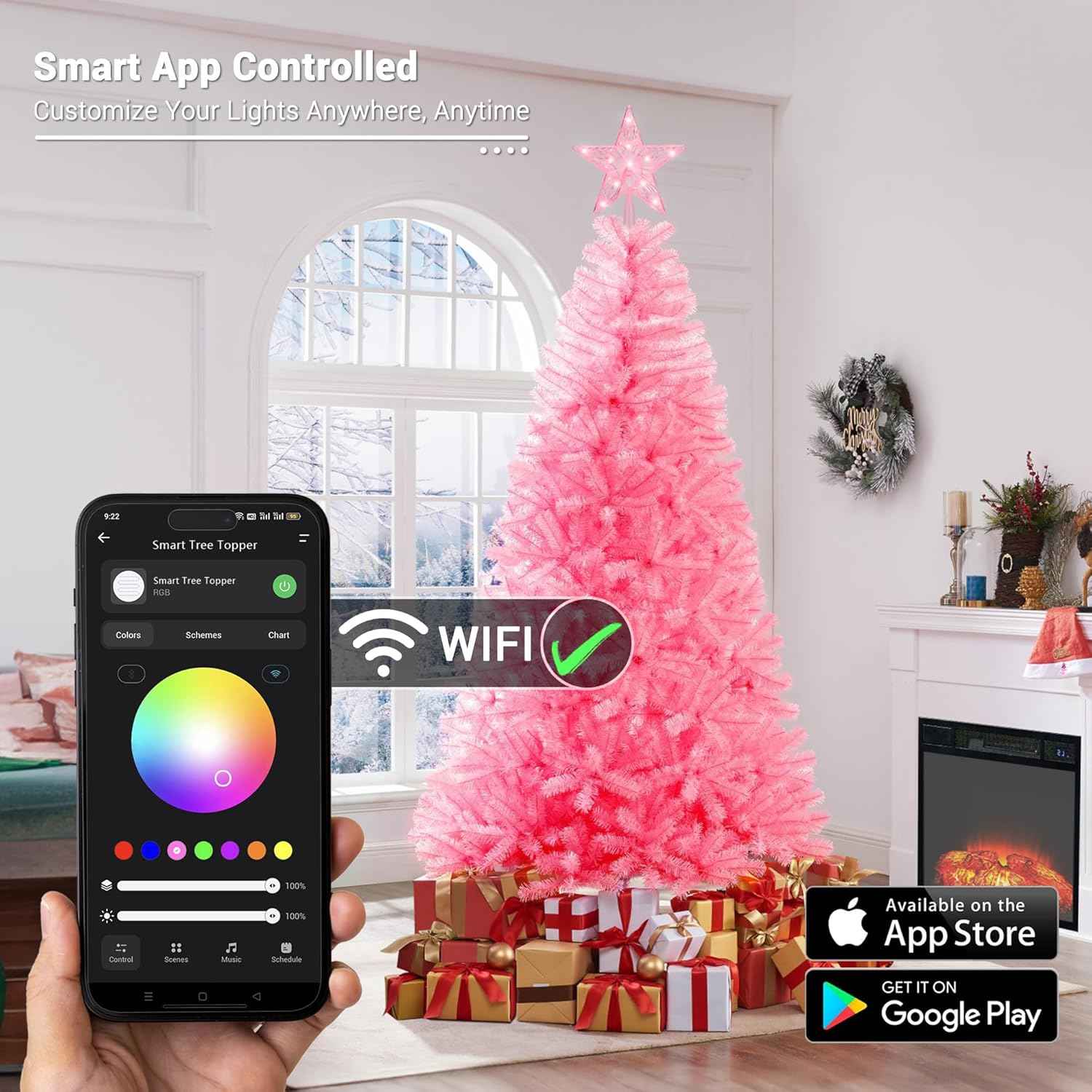 Brizled Smart LED Star – Cozy Bedroom and Family Room Accent with App-Controlled RGB Color and Holiday Presets