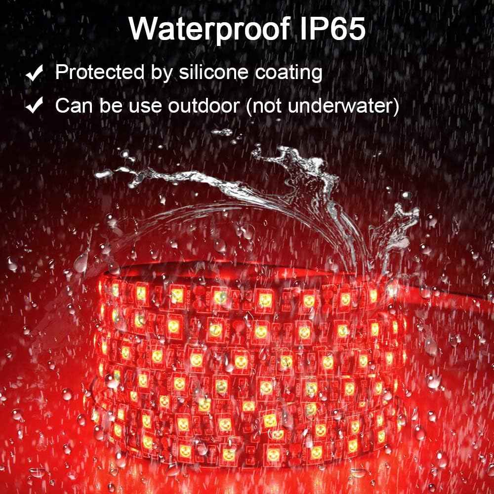 ALITOVE Red LED Strip 5M 300 LEDs IP65 Waterproof Flexible Light Strip for Garden Patio Outdoor Dining and Backyard Decoration Without Power Supply