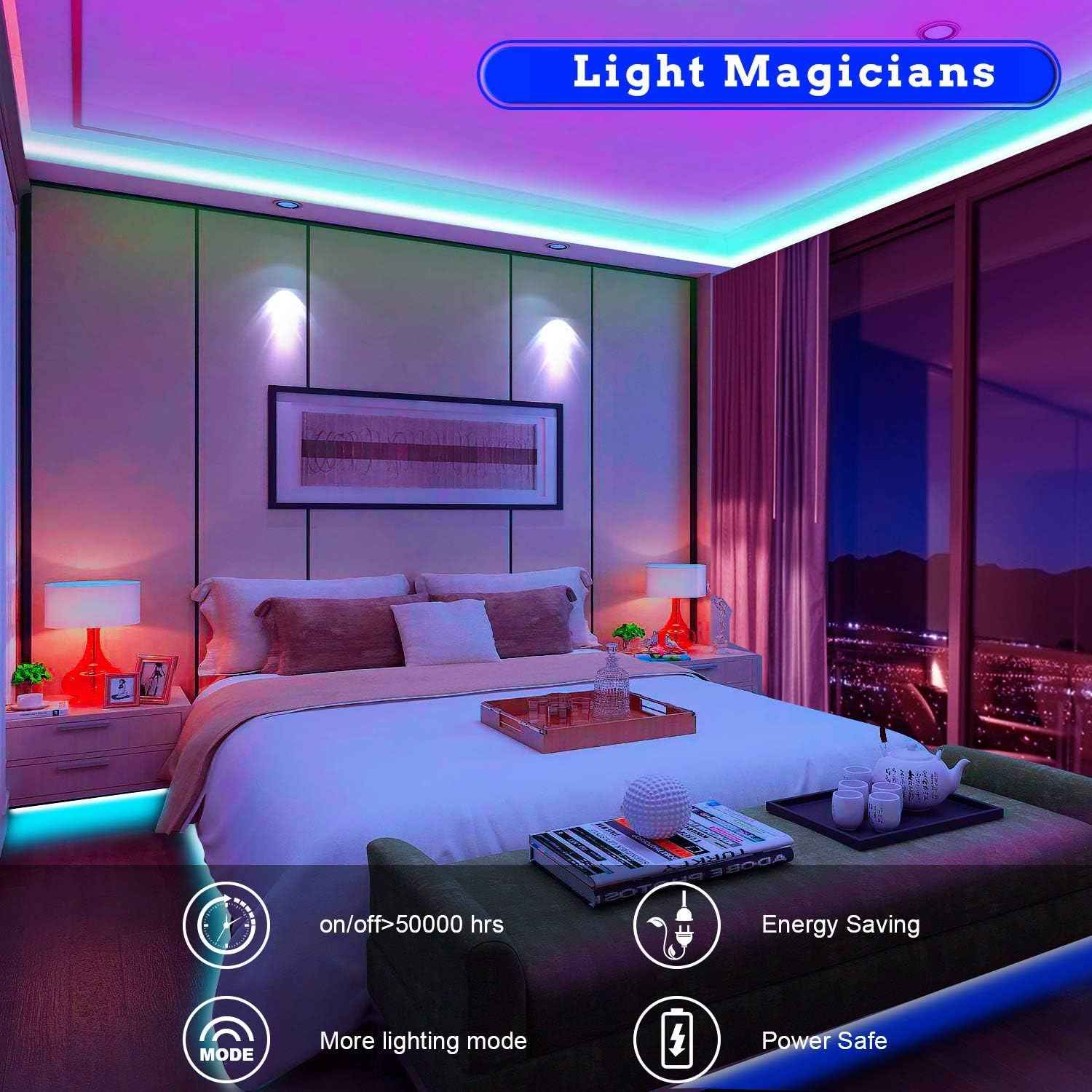 Tenmiro LED Strip Lights – Minimalist Bedroom Lighting, Clean RGB Accent for Uncluttered Spaces