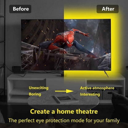 HOUHUI RGB LED Strip Lights for Living Room Aesthetic, USB TV Backlight for Cozy Home Ambiance