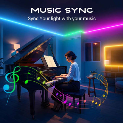 CHARKEE LED Lights Romantic Gift for Couples, USB RGB Strip Light with Music Sync for Valentine's Day and Date Night, App and IR Remote Controlled