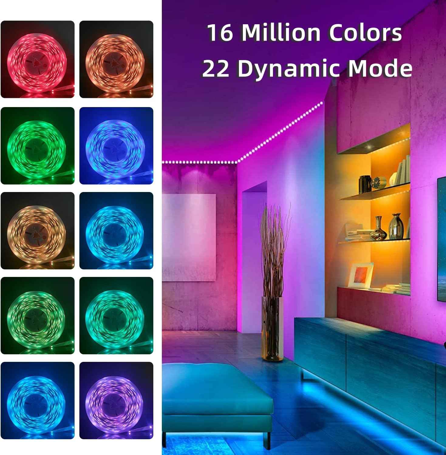 LuminNest LED Strip Lights – Ultra Thin Accent Lighting for Clean Modern Interiors, RGB