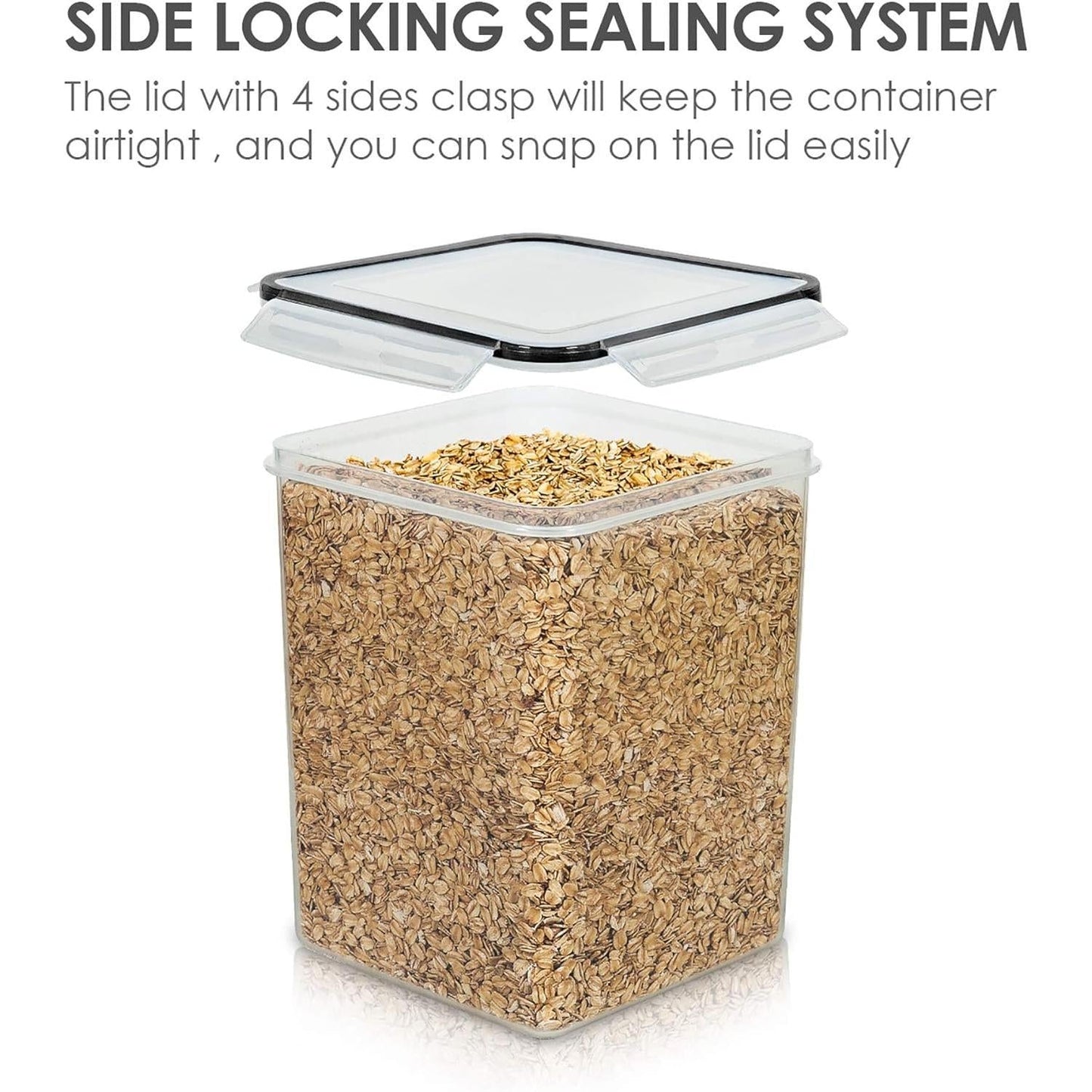 Vtopmart_Large_Food_Storage_Containers_5.2L_/_176oz,_4_Pieces_BPA_Free_Plastic_Airtight_Canisters_for_Flour,_Sugar,_Baking_Supplies,_Rice_with_Lids,_4_Measuring_Cups_and_24_Labels,_Black_Kitchen_Set_Utensils