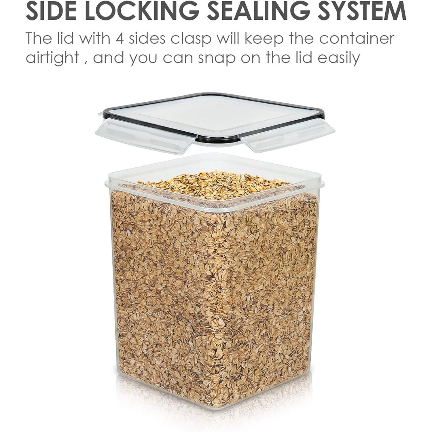 Vtopmart_Large_Food_Storage_Containers_5.2L_/_176oz,_4_Pieces_BPA_Free_Plastic_Airtight_Canisters_for_Flour,_Sugar,_Baking_Supplies,_Rice_with_Lids,_4_Measuring_Cups_and_24_Labels,_Black_Kitchen_Set_Utensils