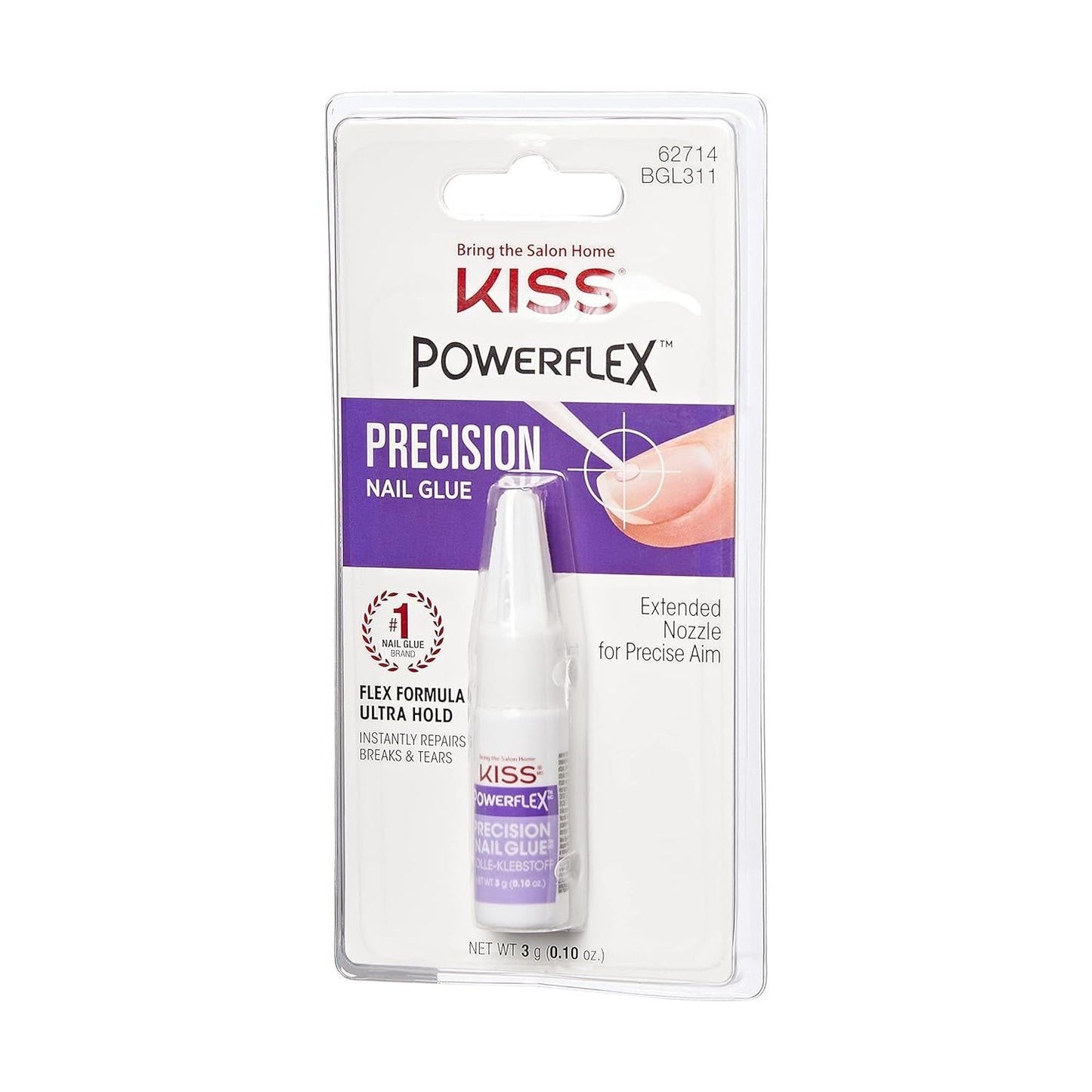 KISS_PowerFlex_Precision_Nail_Glue_-_Fast_Drying_Adhesive_for_Glue-On_Nails_&_Repairs_with_Precision_Tip_Nozzle,_Ideal_for_Tips_&_Wraps,_Net_Wt._0.10_oz_(3g)_Manicure_Nail_Art_Nail_Care_Nail_Polish_Polish_Cutics_Cosmetic_Salon