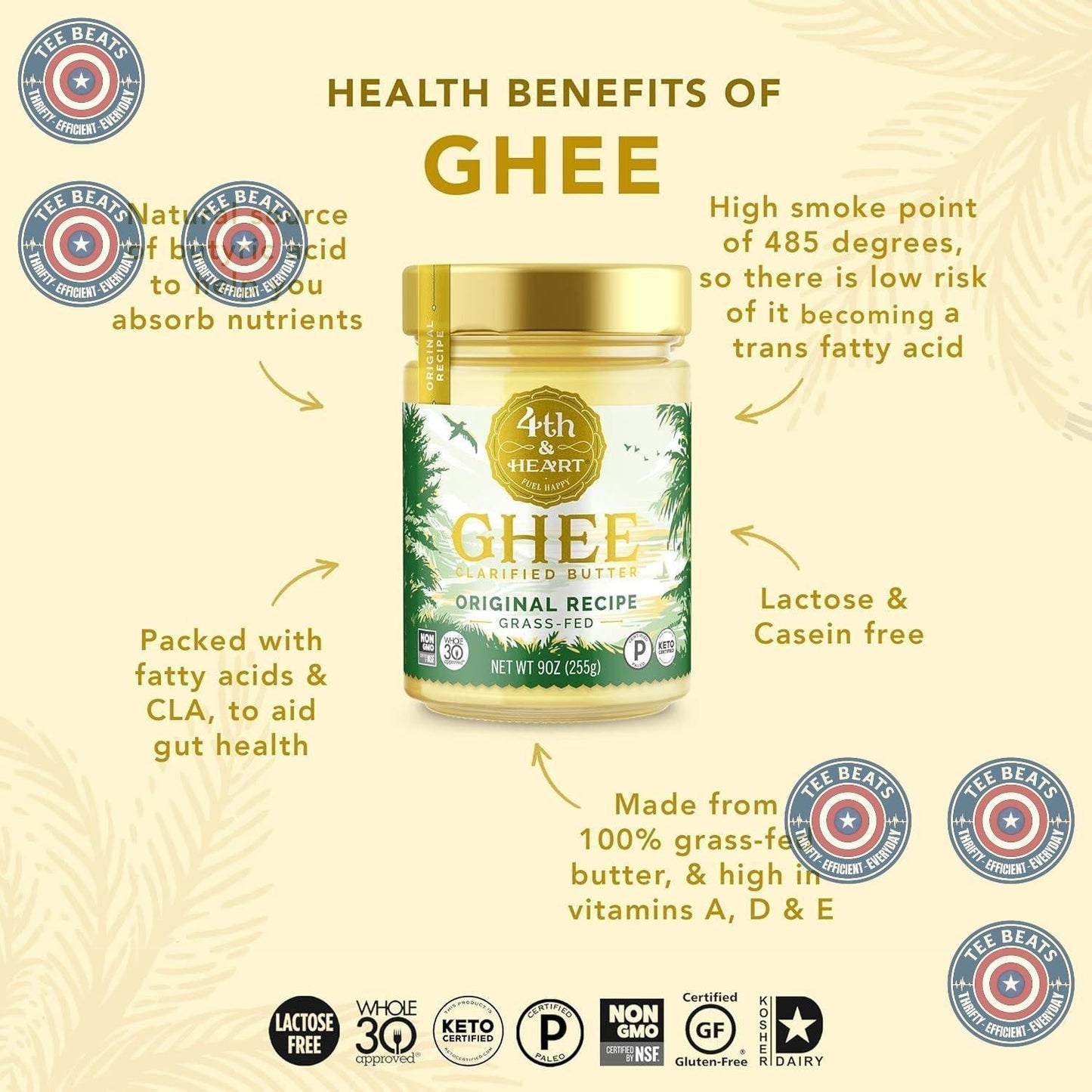 4th_&_Heart_California_Garlic_Grass-Fed_Ghee,_Clarified_Butter,_Keto,_Pasture_Raised,_Non-GMO,_Lactose_and_Casein_Free,_Certified_Paleo_(9_Ounces)