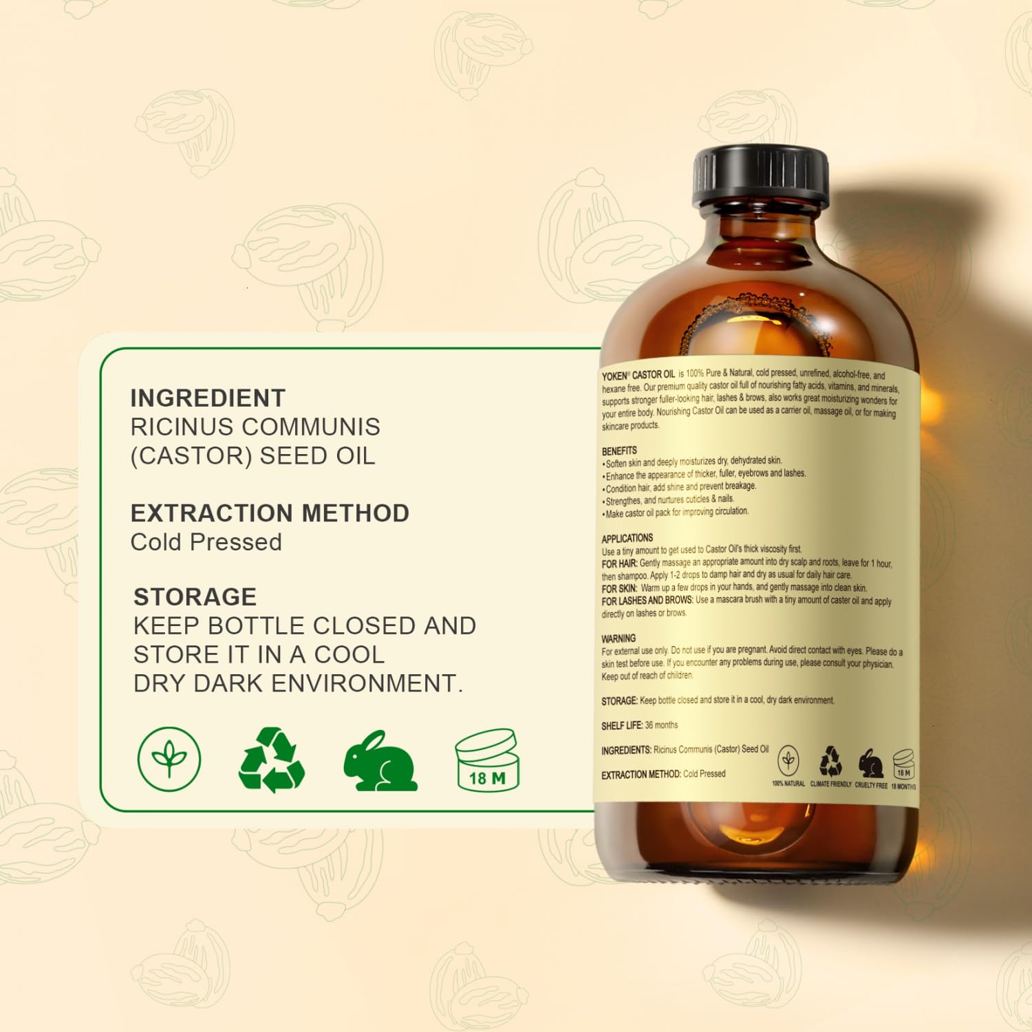 Yoken_Pure_Castor_Oil_Glass_Bottle_16_fl_oz_Natural_Cold_Pressed_Castor_oil_for_Face,_Body,_Hair,_Eyelashes_-_Hexane_Free,_Unrefined,Virgin,_Rich_Fatty_Acids_for_Castor_Oil_Pack_Skin_Moisturizer