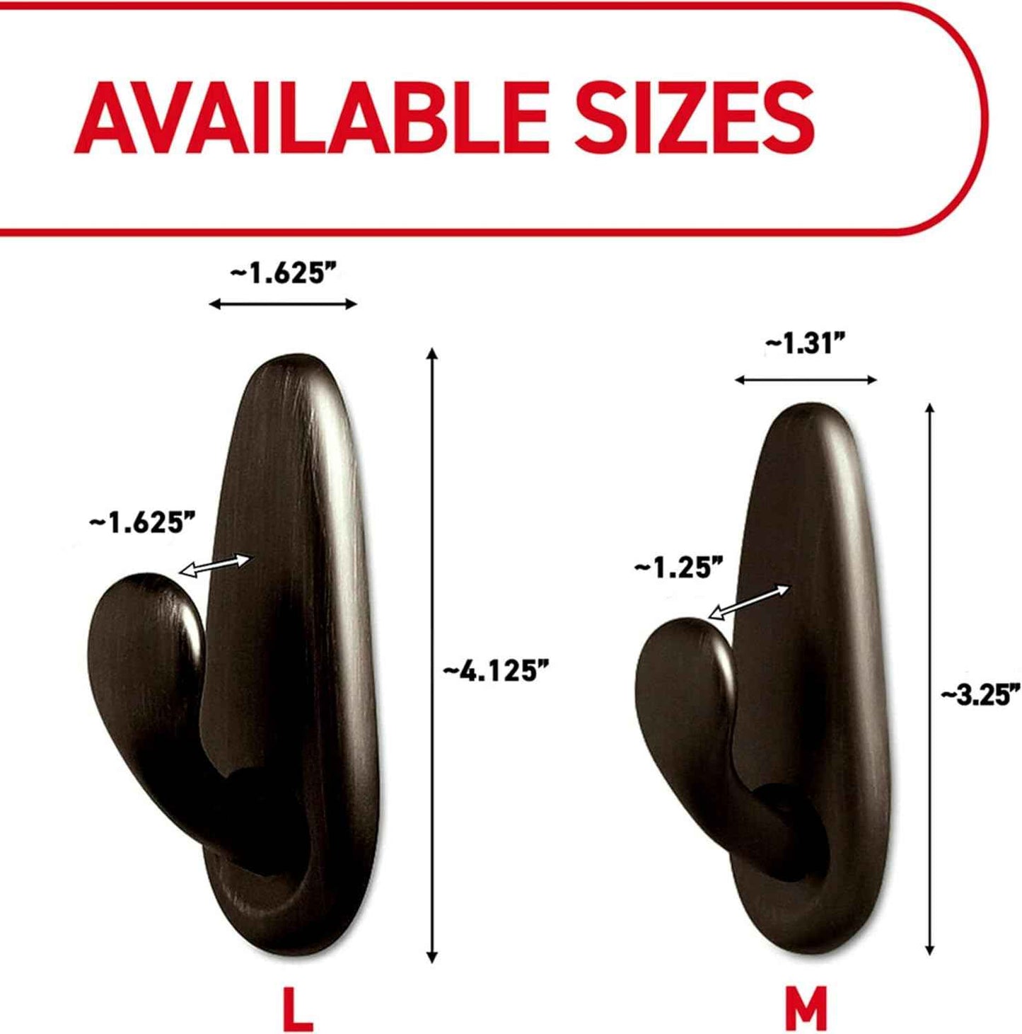Command 5 lb Brushed Nickel Hooks – Bedroom and Entryway Wall Styling, Premium Metal Coat Hooks with No Marks, 2 Pack