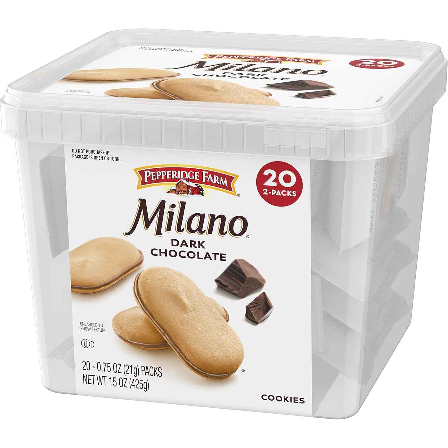 Pepperidge Farm Milano Dark Chocolate Cookies – School Lunchbox Treat and After-School Snack for the Family Pantry, 20 Pack