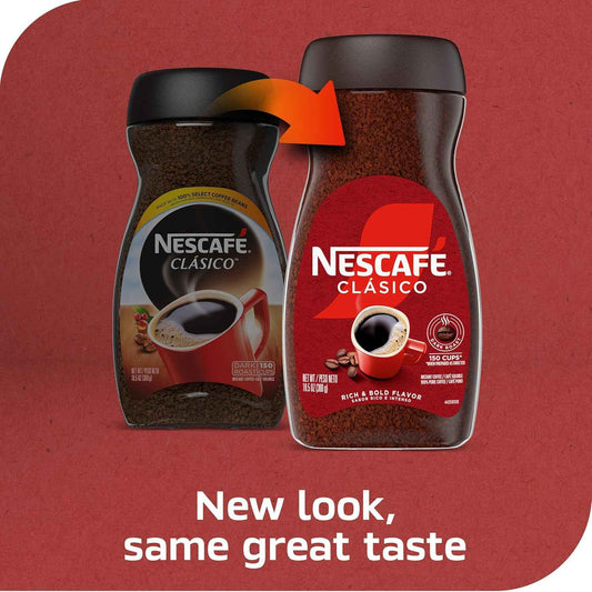 NESCAFÉ CLÁSICO Instant Coffee – Holiday Gift for Mom, No-Brew Dark Roast for Busy Households