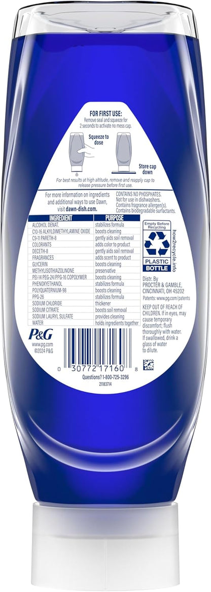Dawn Platinum Plus PowerSuds Liquid Dish Soap 17.4 oz EZ-Squeeze Bottle for Efficient After-Dinner Sink Cleanup in the Home Office-Adjacent Kitchen