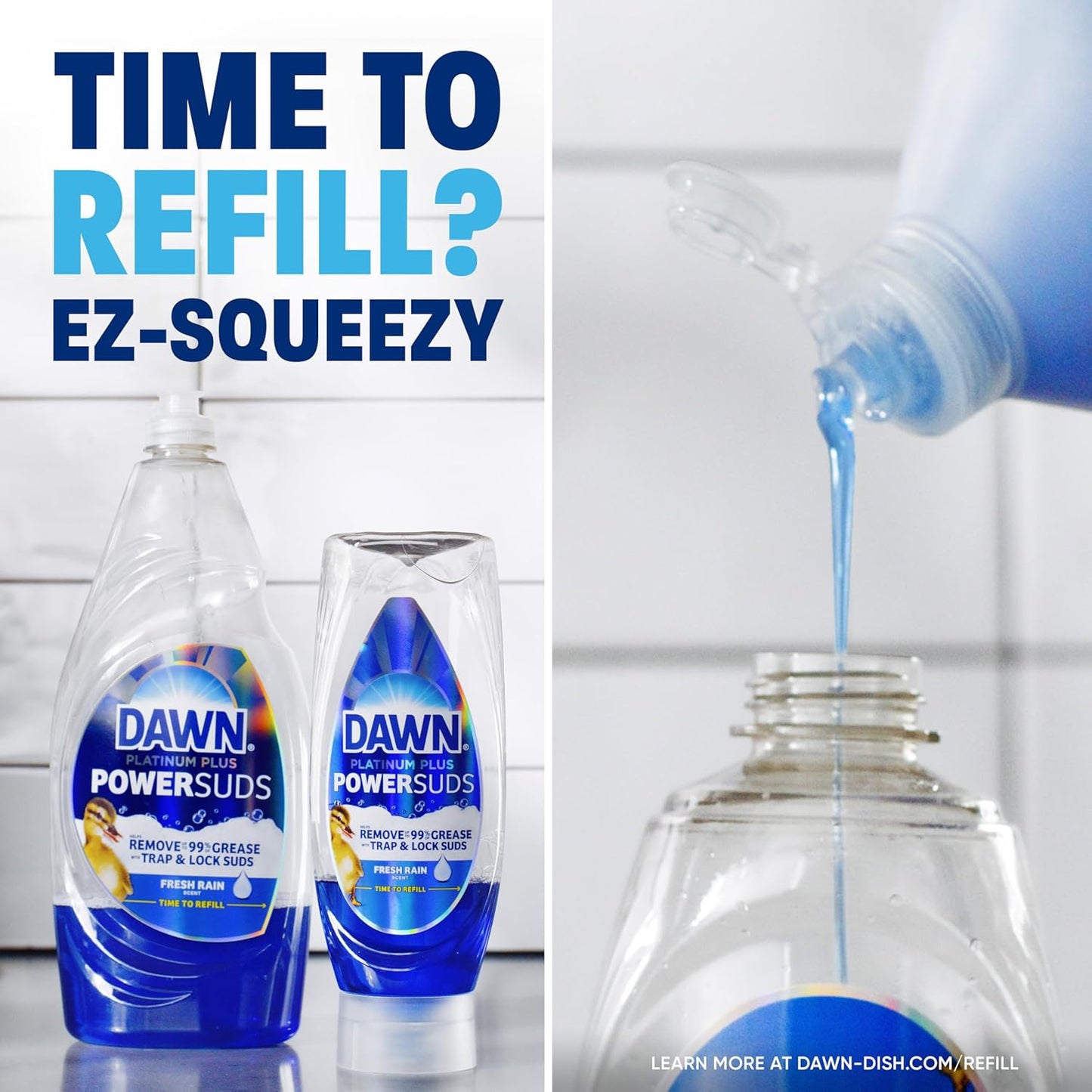 Dawn Platinum Plus PowerSuds Liquid Dish Soap 17.4 oz EZ-Squeeze Bottle for Efficient After-Dinner Sink Cleanup in the Home Office-Adjacent Kitchen