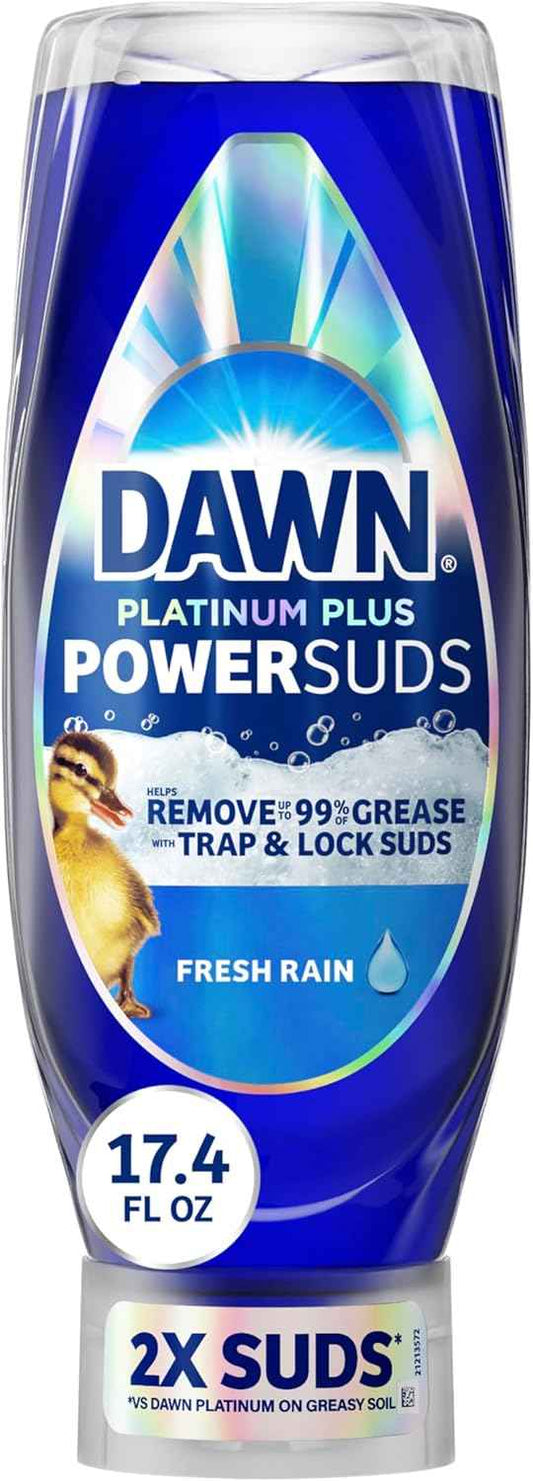Dawn Platinum Plus PowerSuds Liquid Dish Soap 17.4 oz EZ-Squeeze Bottle for Efficient After-Dinner Sink Cleanup in the Home Office-Adjacent Kitchen