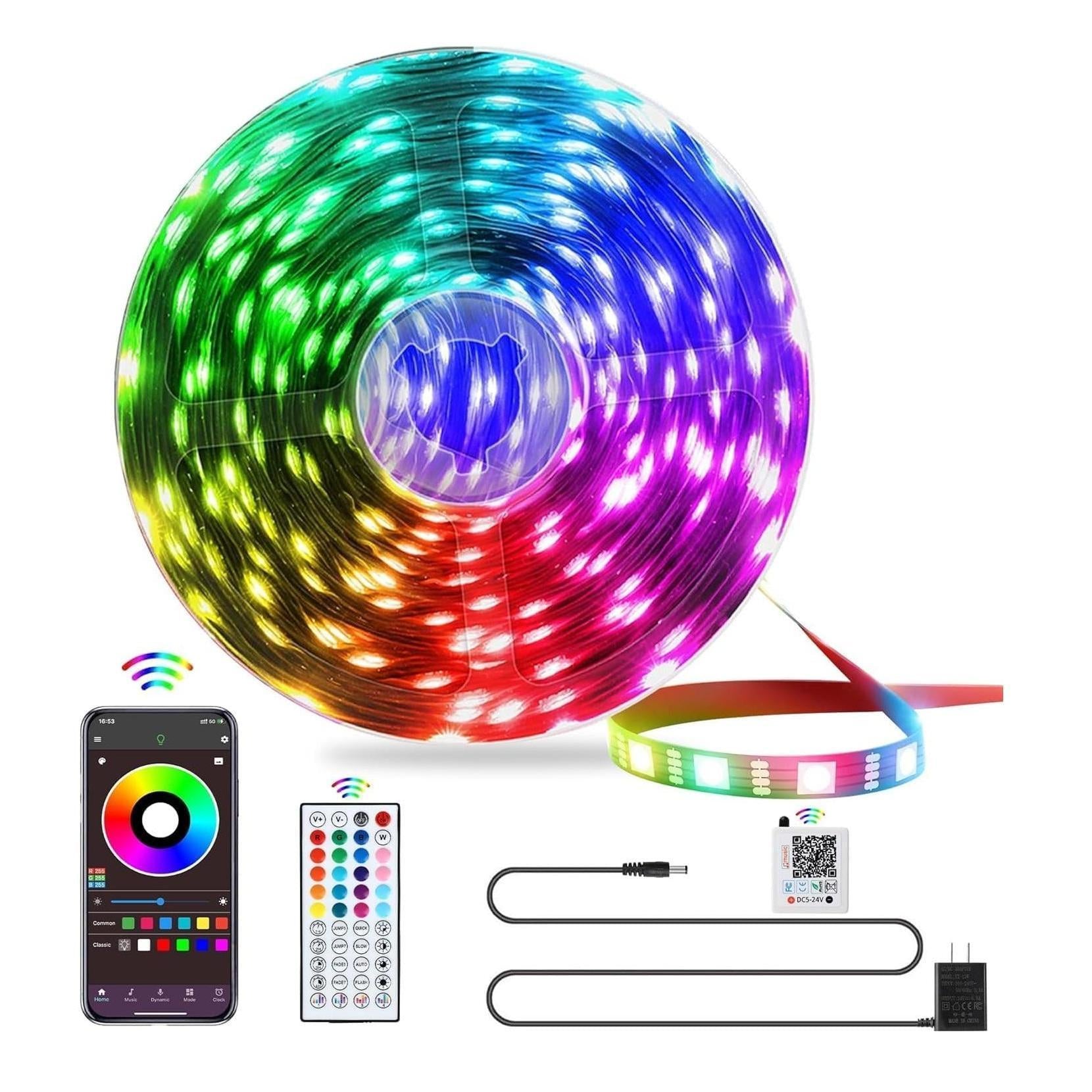 LED_Lights_for_Bedroom,_RGB_LED_Strip_Lights_with_44_Keys_IR_Remote,_Smart_LED_Light_Strip_with_Adhesive_Backing_Adjustable_Brightness_App_Control_for_Bedroom_Party_Decoration