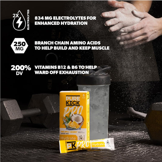 PURE_KICK_PRO_Hydration_Electrolyte_Drink_Mix,_Pineapple_Coconut,_Includes_1_Box_with_6_Packets_in_Each