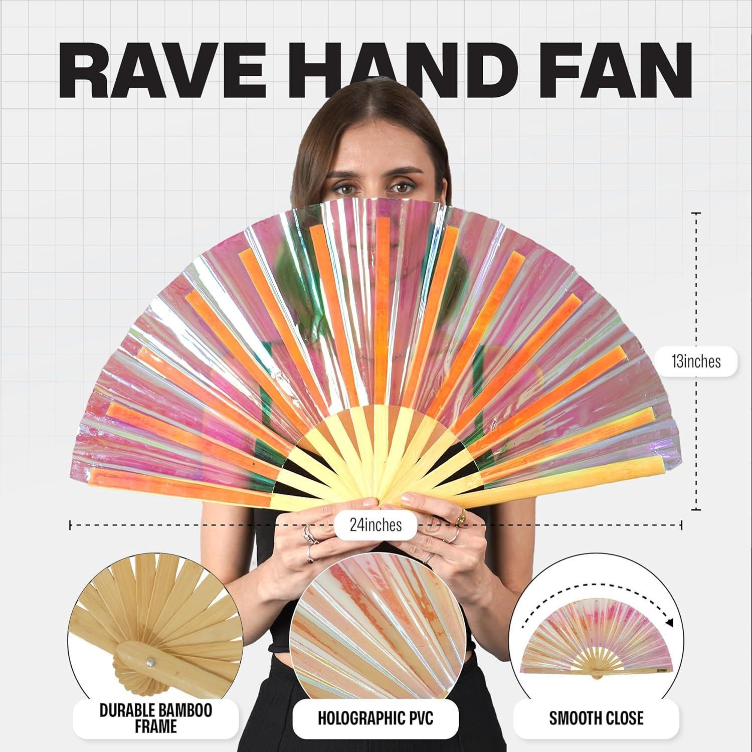 SoJourner_Bags_Rave_Fan_-_Large_Folding_Fan_-_Clack_Fan_Hand_for_Raves,_Halloween,_Burlesque,_Rainbow_Outfits_for_Women_&_Festival_Accessories