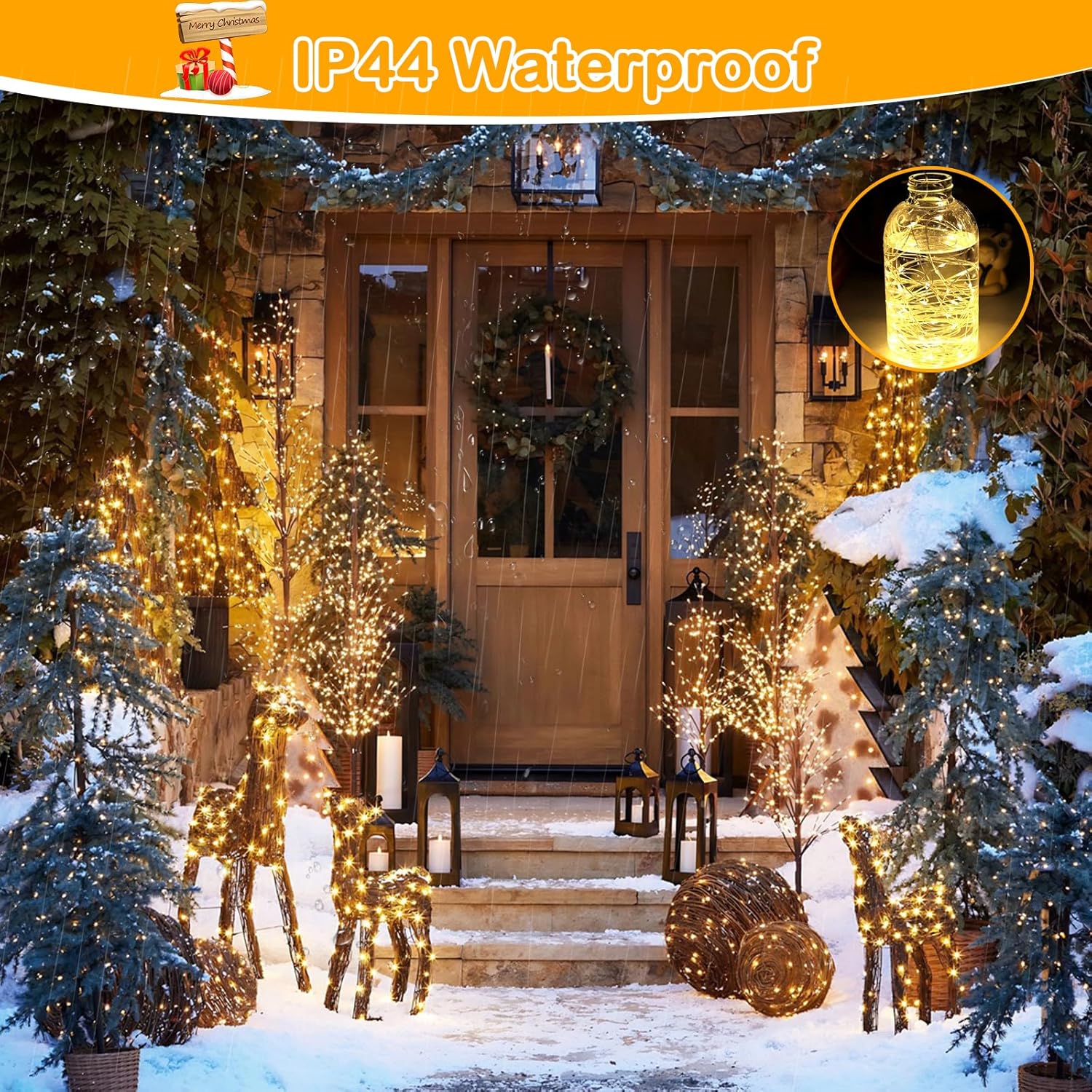 Decute 164FT Waterproof Copper Wire Lights – Patio Pergola & Backyard Fence Party Lighting, IP Rated for Outdoor Use